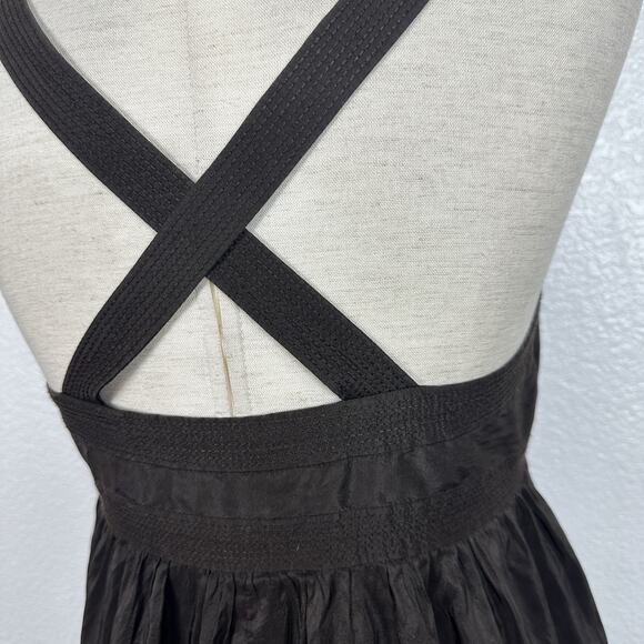 J Crew Silk Dress Women 6 Fit Flare Midi Brown Empire Waist Wedding Party Y2K - Picture 8 of 12